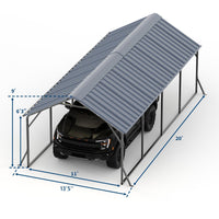 Garvee 11'x20'x9' Vertical Roof Metal Carport, Heavy Duty Steel Car Ports for All-Weather, for Full-Size Pickup Trucks, Boats, and Tractors
