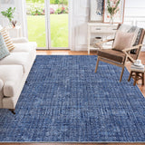 Garvee Large 9x12 Area Rug Modern Solid Color Low Pile Non-Slip Polyester Washable Durable for Living Room Bedroom Dining Room - Blue