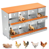 Garvee Chicken Nesting Boxes for Laying Eggs, 8 Compartments, Galvanized Steel, Tilt Design & Ventilation, Easy Assembly, Egg Collection & Protection, Poultry Coop - Orange