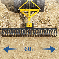 Garvee Landscape Rake for Tractor 60" Wide Coverage Hard Stainless Steel Tines 3-Point Hitch Easy Install Lawn and Garden，Rake Gravel Driveway