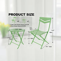 Garvee Outdoor Folding Bistro Set, Compact Patio Furniture Set for Balcony, Garden, and Deck,Green