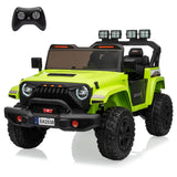 Garvee Ride - P Series: 24V Electric Ride On Car for Kids 4WD 2-Seater Extendable Body Anti-Slip Tires LED Lights Parental Remote Ages 3-8 Outdoor Adventure - Green