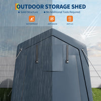 Garvee 6x8 ft Gray Portable Outdoor Storage Shed with Roll-Up Zipper Door & Vent, 240G Heavy-Duty Shelter Waterproof PE Tarp, UV-Resistant Carport for Motorcycle, Firewood, Tools