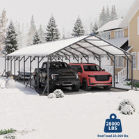 Garvee Heavy Duty Metal Carport 20x40x12 ft – Enclosed Steel Outdoor Storage Shelter, Vertical Roof, All-Weather Protection for Multiple Vehicles, Pickup Trucks, Boats, Tractors, Grey