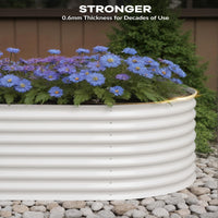 Garvee Beige Oval Galvanized Steel Raised Garden Bed Kit 8X4X2 FT Durable Modular Metal Planter Open Bottom for Vegetables Flowers Herbs