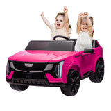 Garvee 24V Kids Ride On Car Licensed Cadillac 2-Seater Electric Truck with Remote Control, Spring Suspension, LED Lights, Music - Battery Powered, Pink, for Toddlers - Pink