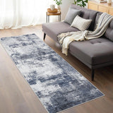 Garvee Runner Rug 2×6 Non Slip Machine Washable Modern Abstract Low Pile TPR Latex Backing Indigo Blue Hallway Kitchen Laundry Room - Indigo Blue