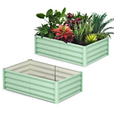 Garvee Raised Garden Bed Set of 2 6x3x1FT Galvanized Metal Durable Stability Open Base Safety Edge Green Outdoor Garden Patio Yard - Green