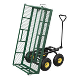 Garvee Garden Dump Cart 900 LBS Capacity Quick-Release Dumping Removable Steel Sidewalls 180° Swivel Handle 10" Pneumatic Tires Yard Farm Utility - Green-1