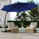 Garvee Large Round Aluminum Offset Umbrella – 360° Rotation, Infinite Tilt, 220g Polyester, Heavy-Duty Rust-Proof Base, Patio Poolside Garden - Blue