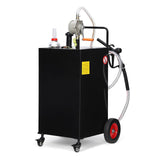 Garvee 30 Gallon Heavy Duty Portable Fuel Caddy with Manual Pump – 4-Wheel All-Terrain Gas & Fuel Transfer Tank with Brakes – Durable Storage for Vehicles, Tractors, Boats, Outdoor Equipment – Reinforced Rib Model, Black Powder Coating, 2026 Model