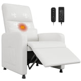 Garvee Power Recliner Chair with Massage and Heat, Adjustable Electric Recliner Ergonomic Overstuffed PU Leather Single Sofa, 2 Side Pockets & USB Port, Home Theater Seating for Living Room, White - PU White
