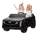 Garvee 24V 2-Seater Kids Ride On Car Licensed Cadillac Electric Toy with Remote Control, Spring Suspension, Music, LED Lights, Battery Powered for Toddlers - Black