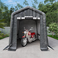 Garvee 6x6FT Gray Outdoor Portable Storage Shed with Roll-Up Door & Vent, 240G Heavy-Duty Shelter Waterproof PE Tarp, UV-Resistant Storage Sheds for Motorcycle, Firewood, Garden and Tools,