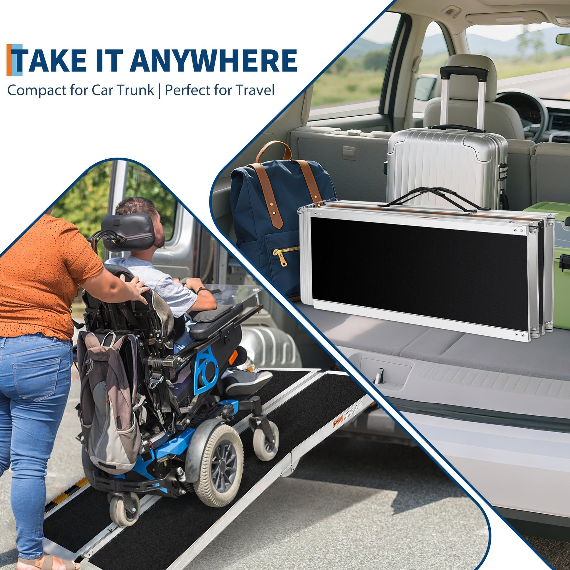 Garvee foldable ramp compact for car trunk and travel with wheelchair access