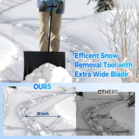 Garvee Snow Shovel with Wheels for Driveway, 20" Wide Adjustable Snow Pusher with 5-Position Angle & Height Handle, Ergonomic Back-Saving Snow Removal Tool for Sidewalks, Yards & Patios - Black