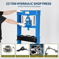Garvee 20 Ton Hydraulic Press, Heavy Duty H-Frame Floor Shop Press with Adjustable Worktable for Auto Bending & Stamping, Blue