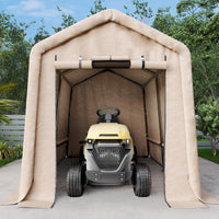 Garvee 7x10FT Outdoor Portable Storage Shed with Roll-Up Door & Vent, 240G Heavy-Duty Shelter Waterproof PE Tarp, UV-Resistant Storage Sheds for Motorcycle, Firewood, Garden and Tools