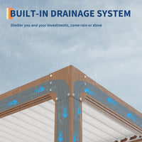 Garvee Adjustable Roof & Integrated Drainage - Aluminum Louvered Pergola Gazebo - Reinforced Frame for Patio, Deck, Backyard, Garden - Durable Outdoor Hardtop Shelter - Wood Grain Color, 10x12FT