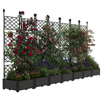 Garvee 7-Piece Raised Garden Bed with Trellis, 114" x 63" Outdoor Planter Box, Vertical Garden with Privacy Screen for Patio, Balcony & Backyard, Lightweight & Weather-Resistant