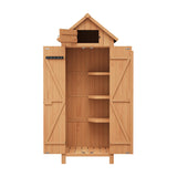Garvee Outdoor Wooden Storage Shed Waterproof with Lockable Door, Tilt Roof, 3 Shelves, Engineered Wood, Space-Saving Vertical Design for Patio and Garden