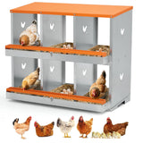 Garvee Chicken Nesting Box 6 Holes Heavy Duty Galvanized Steel Two-Tier Ventilated Dry Bedding Easy Assembly for Chicken Coop - Orange