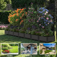 Garvee 7 PCS Raised Garden Bed with Trellis, 114.2" x 63" Plastic Planter Box for Climbing Plants, Outdoor Vertical Garden with Privacy Screen for Patio, Balcony, Backyard – Sturdy & Lightweight