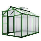 Garvee 6x8 FT Aluminum Greenhouse with Polycarbonate Panels, Roof Vent, Reinforced Frame, UV Protection, Walk-in Design for Backyard Garden - Green