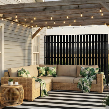 Garvee 70"x47" 3-Panel Metal Outdoor Privacy Screen in Louver Design for Patio, Deck, Balcony, Yard and Garden, Black
