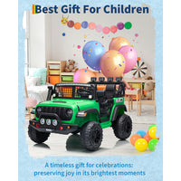 Garvee 24V Ride on Toys for Big Kids, 2-Seater Electric Ride on Car Truck with Remote Control, Four-Wheel Shock Absorbers, 4 Mph Max Speed, Music, LED Lights for Boys Girls, Green