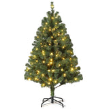 Garvee 6ft Christmas Tree with LED Lights, Lifelike Artificial Spruce Christmas Tree, Hinged Branch Design, Easy to Assemble, Foldable Metal Stand, Perfect for Home, Office, and Party Decor - With Lights