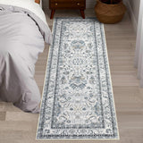 Garvee Persian Grey 2x6 Area Rug Oriental Vintage Carpet Soft Faux Wool Washable Non-Slip Stain Resistant Grey for Living Room Bedroom Kitchen - Gray