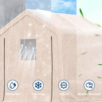 Garvee 10x10FT Khaki Outdoor Portable Storage Shed with Roll-Up Door & Vent, 240G Heavy-Duty Shelter Waterproof PE Tarp, UV-Resistant Storage Sheds for Motorcycle, Firewood, Garden and Tools, Gray