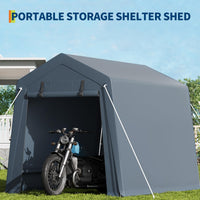Garvee 6x8 ft Gray Portable Outdoor Storage Shed with Roll-Up Zipper Door & Vent, 240G Heavy-Duty Shelter Waterproof PE Tarp, UV-Resistant Carport for Motorcycle, Firewood, Tools