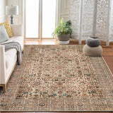 Garvee Persian Beige Camel 5x7 Vintage Floral Boho Area Rug - Ultra-Soft Faux Wool, Non-Slip Backing - Low Pile, Washable Carpet for Living Room Bedroom Dining - Beige Camel