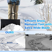 Garvee 29"W X 20"H Snow Pusher Shovel with Wheels,Heavy Duty Steel Snow Shovel with Wheels,Angled Blade Efficient Snow Removal With5-Position Angled Blade & Adjustable Handle for Doorway, Sidewalk