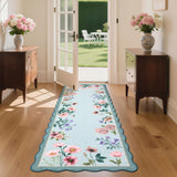 Garvee Floral Blue Runner Rug 2x6 Non Slip Ultra-Thin Washable Stain Resistant Hypoallergenic for Hallway Kitchen Bedroom - Floral/Light Blue