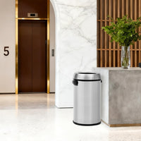 Garvee 17 Gallon Open Top Trash Can, Commercial Grade Heavy Duty Brushed Stainless Steel Outdoor Trash Can, Large Kitchen Trash Can, Silver