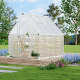 Garvee 6x7 FT Heavy Duty Aluminum Polycarbonate Greenhouse – Large Walk-In Structure, Quick Setup, Roof Vent, Lockable Door, Rain Gutter – Ideal for Patio, Backyard, Garden – Silver - Silver