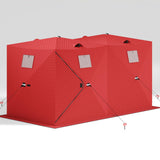 Garvee Insulated Pop-Up Ice Fishing Tent for 5-7 Persons - Spacious Hub-Style Winter Shelter - Waterproof Oxford, Quick Setup, Windproof, Anchors, Ropes, Carry Bag - Red, 141.73×70.8×77.74 Inch | Winter fishing portable shelter - Red -3