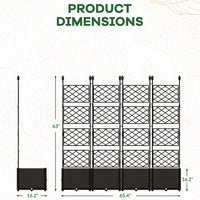 Garvee 4 PCS Raised Garden Bed with Trellis, 65.4" W x 63"Tall Plastic Planter Box for Climbing Plants, Outdoor Vertical Garden with Privacy Screen for Patio, Balcony, Backyard – Sturdy & Lightweight