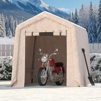 Garvee 6x6FT Outdoor Portable Storage Shed with Roll-Up Door & Vent, 240G Heavy-Duty Shelter Waterproof PE Tarp, UV-Resistant Storage Sheds for Motorcycle, Firewood, Garden and Tools, Khaki