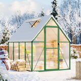 Garvee Heavy Duty 6x7 FT Polycarbonate Walk-In Greenhouse – Reinforced Aluminum Frame, Lockable Door, Adjustable Roof Vent, Quick Assembly – Ideal for Outdoor Patio, Backyard, Garden – Green - Green