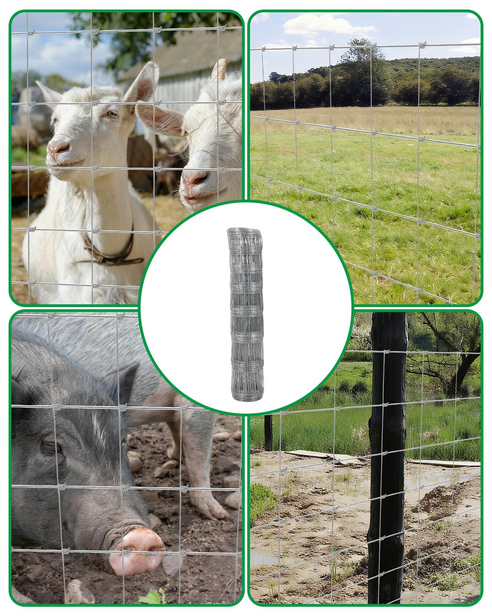 Garvee 6' x 328' 15 Gauge Livestock Fence, Hot Dip Galvanized Hinge Knot Field Fence, 12 Horizontal Wires, 6" Mesh