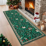 Garvee Christmas Runner Rug 2x8 Non-Slip Low Pile Washable Polyester Soft Durable Stain Resistant Green Kitchen Hallway Bedroom - Green
