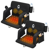 Garvee 2-Pack Massage & Heated Stadium Seats with Backrest, Dual-Sided Heating, 3 Temperature Levels, Pockets, Foldable Bleacher Chair with Anti-Slip Mat for Cold Outdoor Games, Camping & Events - ‎Heated Black
