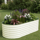 Garvee 6' X 3' X 2' Oval Galvanized Raised Garden Bed, Outdoor Metal Planter Box for Flowers, Vegetables & Herbs, Beige - Beige