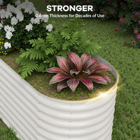 Garvee Galvanized Metal Raised Garden Bed Kit 8x2x2ft Oval Deep Root Planter Rust-Resistant Steel Open-Base Design Tool-Free Assembly Modern Beige Outdoor