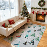 Garvee Grey 6x9 Christmas Area Rug with Non-Slip Backing and Soft Low Pile, Washable Fabric, Durable Stitching, Foldable Storage for Living Room and Bedroom - Christmas Trees|Gray