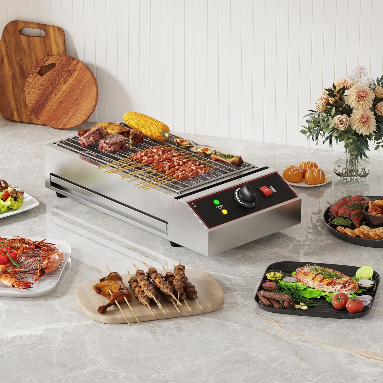 Garvee Indoor Electric Grill Smokeless 1800W Rapid Heat Stainless  display picture 1
